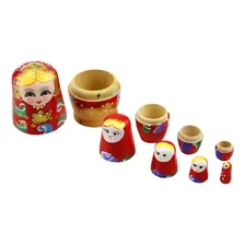 Boneca Matryoshka Russa Matriosca 5 Peças Madeira Cor Vermelho Foto mini 4