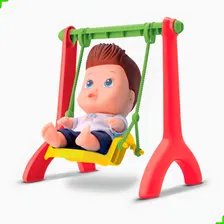 Boneca Menino Little Dolls Playground C/ Balanço - Divertoys Foto mini 2