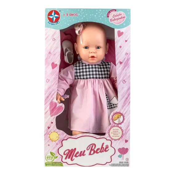 Boneca Meu BebĂȘ Vestido Rosa 60 Cm - Estrela Foto 1