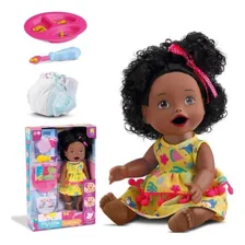 Boneca Negra My Little Primeira Papinha 8107 Divertoys Foto mini  3