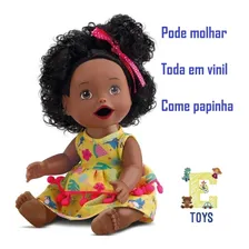 Boneca Negra My Little Primeira Papinha 8107 Divertoys Foto mini 4