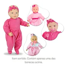 Boneca New BebĂȘ Mania Faz Xixi Menina Rosa - Roma Brinquedos Foto mini 4