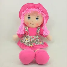 Boneca Pano Saia Rosa Com Trança Foto mini 2