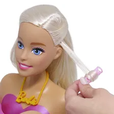Boneca Pentear Maquiar Barbie Salão Barbie Busto Mãos Fala Foto mini 4