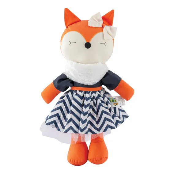 Boneca Raposa Fofinha Decoração Quarto Festa Bosque Infantil Cor Laranja/marinho Foto 1