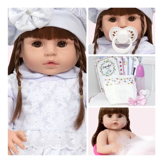 Boneca Reborn 100% Silicone Princesa Com Kit Acess贸rios Foto 1