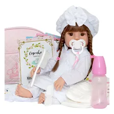 Boneca Reborn com Acess贸rios Cegonha Reborn Dolls Estilo Menina Cabelo Castanho Foto mini 1