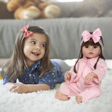 Boneca Reborn De Silicone Bebê Realista Menina Com Chupeta Foto mini  3