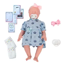 Boneca Reborn Lívia Princesa 42cm Vestido Kit Acessórios Foto  mini 1