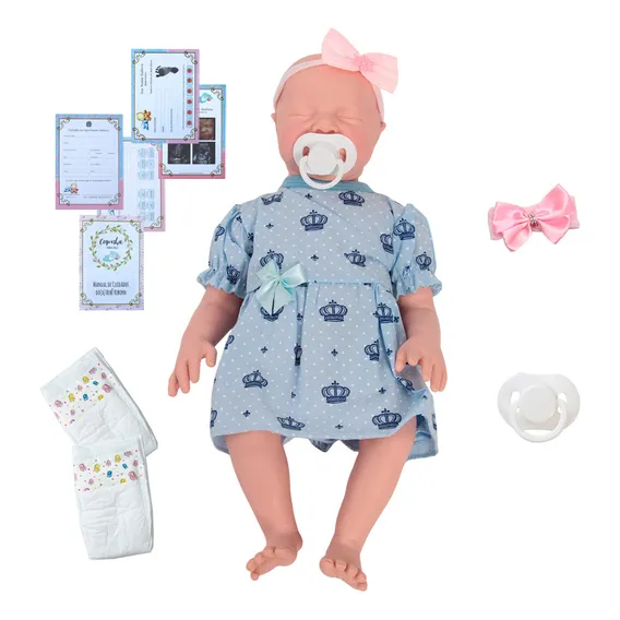 Boneca Reborn Lívia Princesa 42cm Vestido Kit Acessórios Foto 1