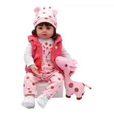 Boneca Reborn Realista de Silicone 46cm Girafinha PelĂșcia Foto mini 2