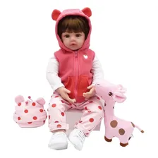 Boneca Reborn Realista de Silicone 46cm Girafinha PelĂșcia Foto mini 3