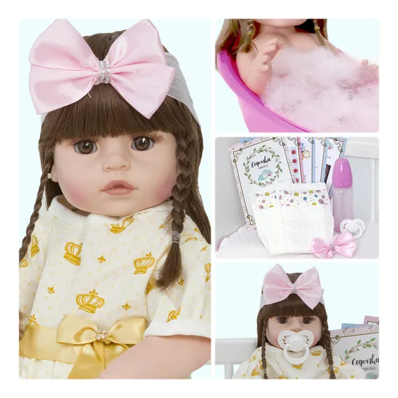 Boneca Tipo Reborn Princesa 100% Silicone Realista Com Itens Foto 1