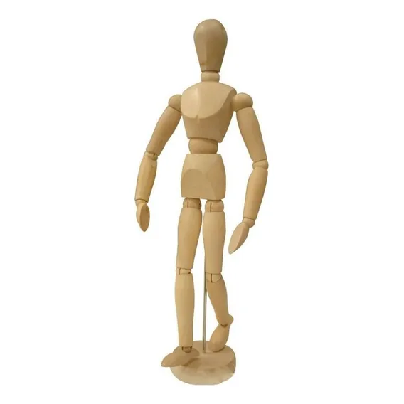 Boneco Articulado Madeira 20cm - Moda Arte Manequim Foto 1