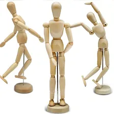 Boneco Articulado Madeira Desenho Manequim 14 Cm Modelo Foto mini 1