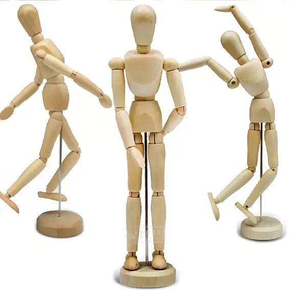 Boneco Articulado Madeira Desenho Manequim 14 Cm Modelo Foto 1
