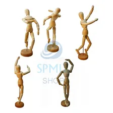 Boneco Articulado Madeira Desenho Manequim 14 Cm Modelo Foto mini 4