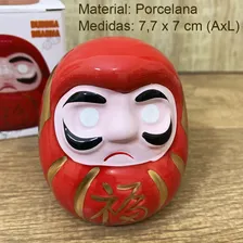 Boneco Daruma Porcelana Presente Buda Amuleto Da Sorte 7,7cm Cor Vermelho Foto mini  2