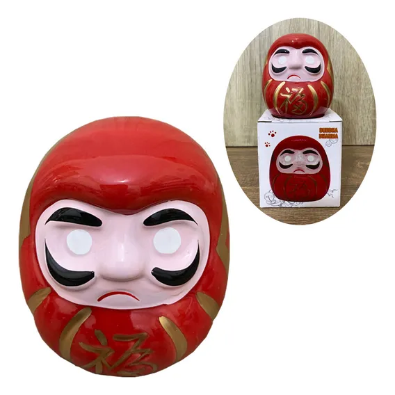 Boneco Daruma Porcelana Presente Buda Amuleto Da Sorte 7,7cm Cor Vermelho Foto 1