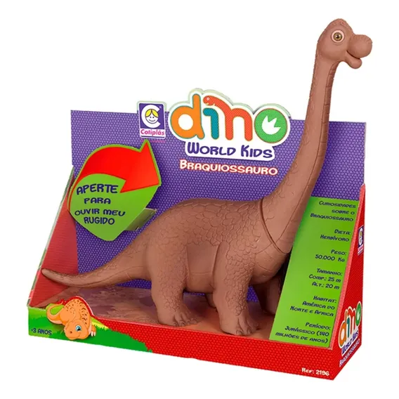 Boneco Dinossauro Braquiossauro 44cm Dino World - Cotiplas Foto 1