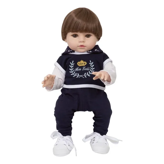 Boneco Estilo Reborn Homem Olho Castanho Com Kit Acessórios Foto 1