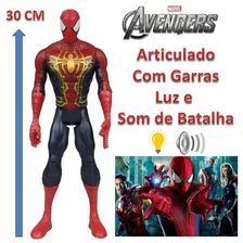 Boneco Homem Aranha Articulado 32cm Som Luz Vingadores Garra Foto mini 3