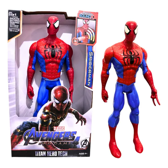 Boneco Homem Aranha Vermelho E Azul Luz E Som 30cm Foto 1