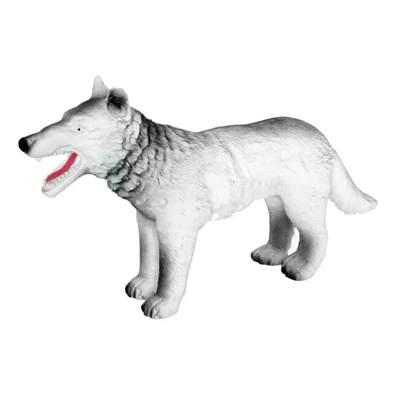 Boneco Lobo 32cm Animal Selvagem Brinquedo De Vinil Foto 1