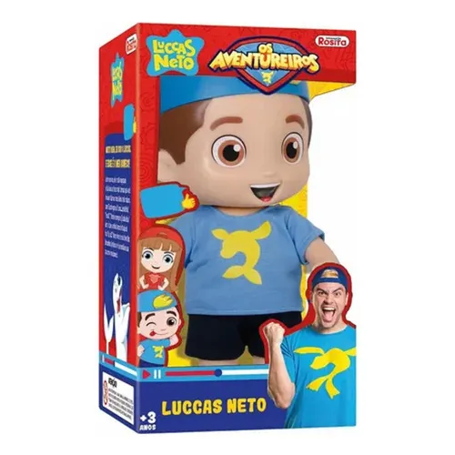 Boneco Luccas Neto Aventureiro Azul Sem Som Rosita - 1240 Foto 1