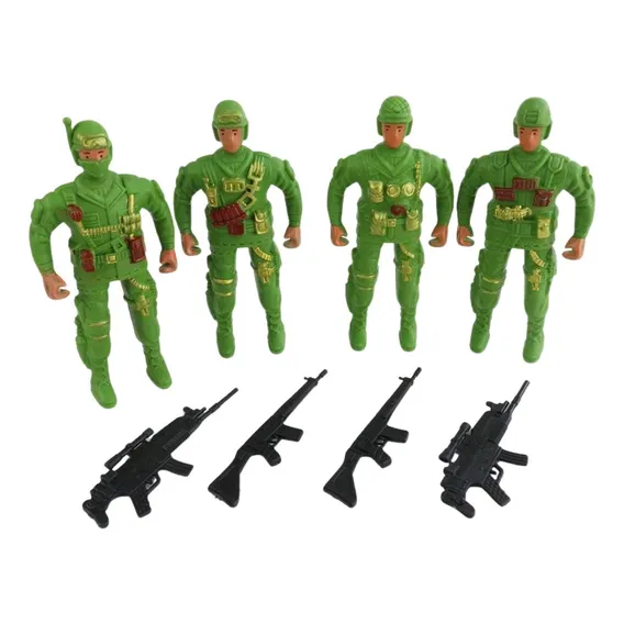 Boneco Militar 04 Peças Acessórios Soldado Operação Combate Cor Verde Foto 1