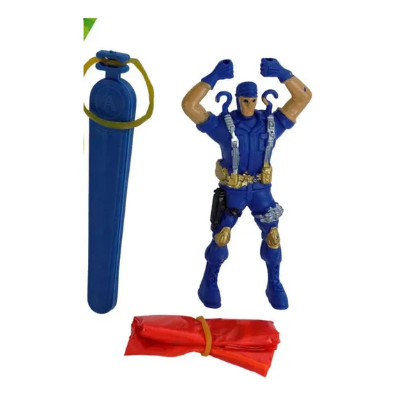 Boneco Militar Paraquedista Paraquedas Brinquedo Cor Azul Foto 1