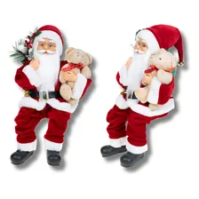 Boneco Papai Noel Sentado 40 Cm Vermelho Enfeite Natalino Foto mini 1