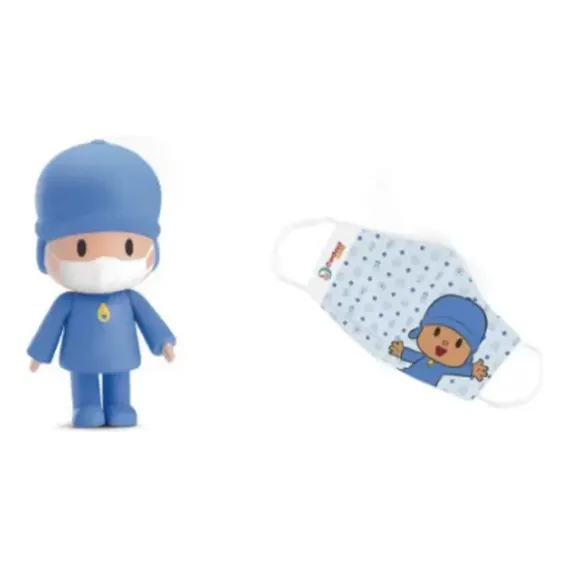 Boneco Pocoyo Vinil + Máscara Infantil Turma Do Pocoyo Foto 1