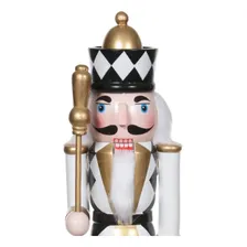 Boneco Quebra Nozes Natal Em Pe Preto Dourado 30cm Florarte Foto mini  3