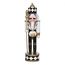 Boneco Quebra Nozes Natal Em Pe Preto Dourado 30cm Florarte Foto  mini 1