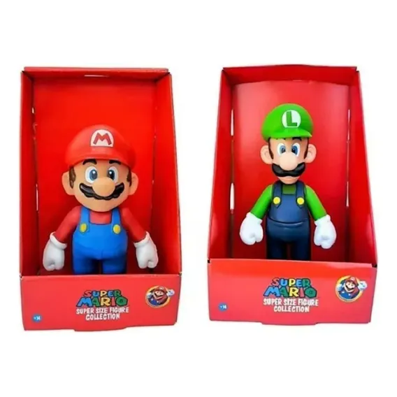 Bonecos Grandes Super Mario Bros E Luigi 25cm Coleção Kit Foto 1