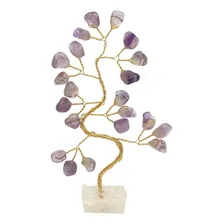 Bonsai Pedra Ametista Espiritualidade Base Cristais 14cm Foto  mini 1