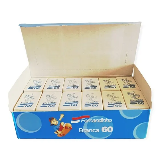 Borracha Branca Material Escolar Caixa 60 Unidades Atacado Foto 1