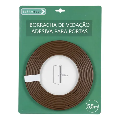 Borracha De Vedação Adesiva Para Porta 5,5 Metros Marrom Cor Borracha Adesiva Marrom Foto 1