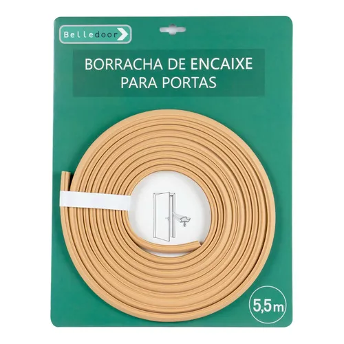 Borracha De Vedação Com Encaixe Para Porta De Madeira 5,5m Cor Borracha Bege Foto 1