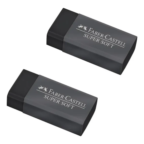 Borracha Faber Castell Preta Grande Supersoft Com Cinta Foto 1