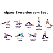 Bosu Meia Bola Com Elásticos Extensores E Bomba De Ar Bravus Foto mini  3