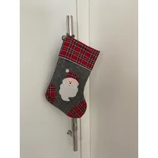 Bota Natalina Papai Noel Em Feltro Xadrez 40x25cm Cor Cinza Foto mini  2