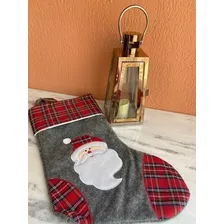Bota Natalina Papai Noel Em Feltro Xadrez 40x25cm Cor Cinza Foto mini  3