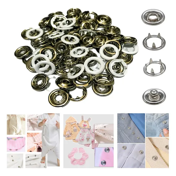 Botão De Pressão Metal Roupa Bebê Tam 35 200 Pçs Cor Branco Foto 1