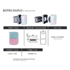 Botao Duplo Verde E Vermelho 1na + 1nf P20apl-1c Metaltex Foto mini 3