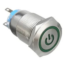 Botão On Off Liga Desliga 19mm Led 12v 24v (kit 10 Peças) Cor Verde Foto  mini 1
