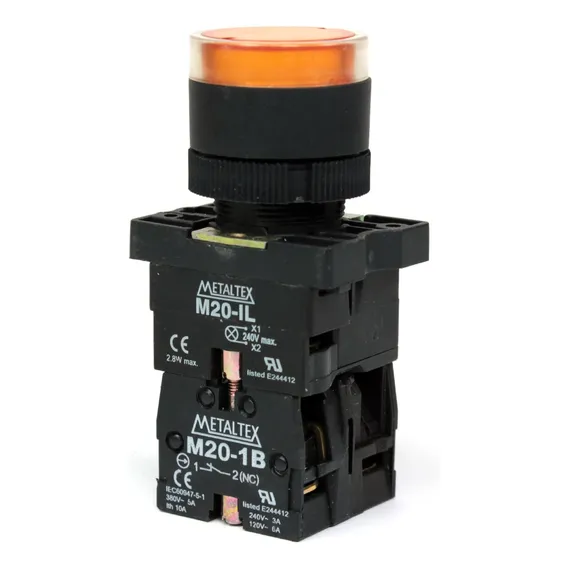 Botao Pulsador P20ifr-y-1c Amarelo 220v Na+nf Metaltex Foto 1