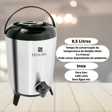 Botijão Inox Térmico 9,5lts Hercules Café Suco Água 12x S/ju Cor Cinza/Preto Foto mini 3