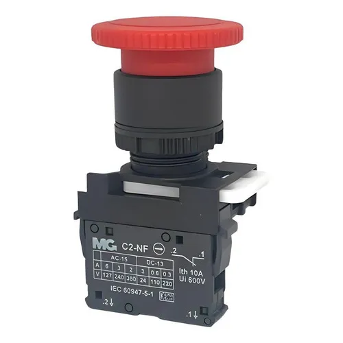 Botão Cogumelo Pulsador Curto 1nf Vermelho Margirius Foto 1